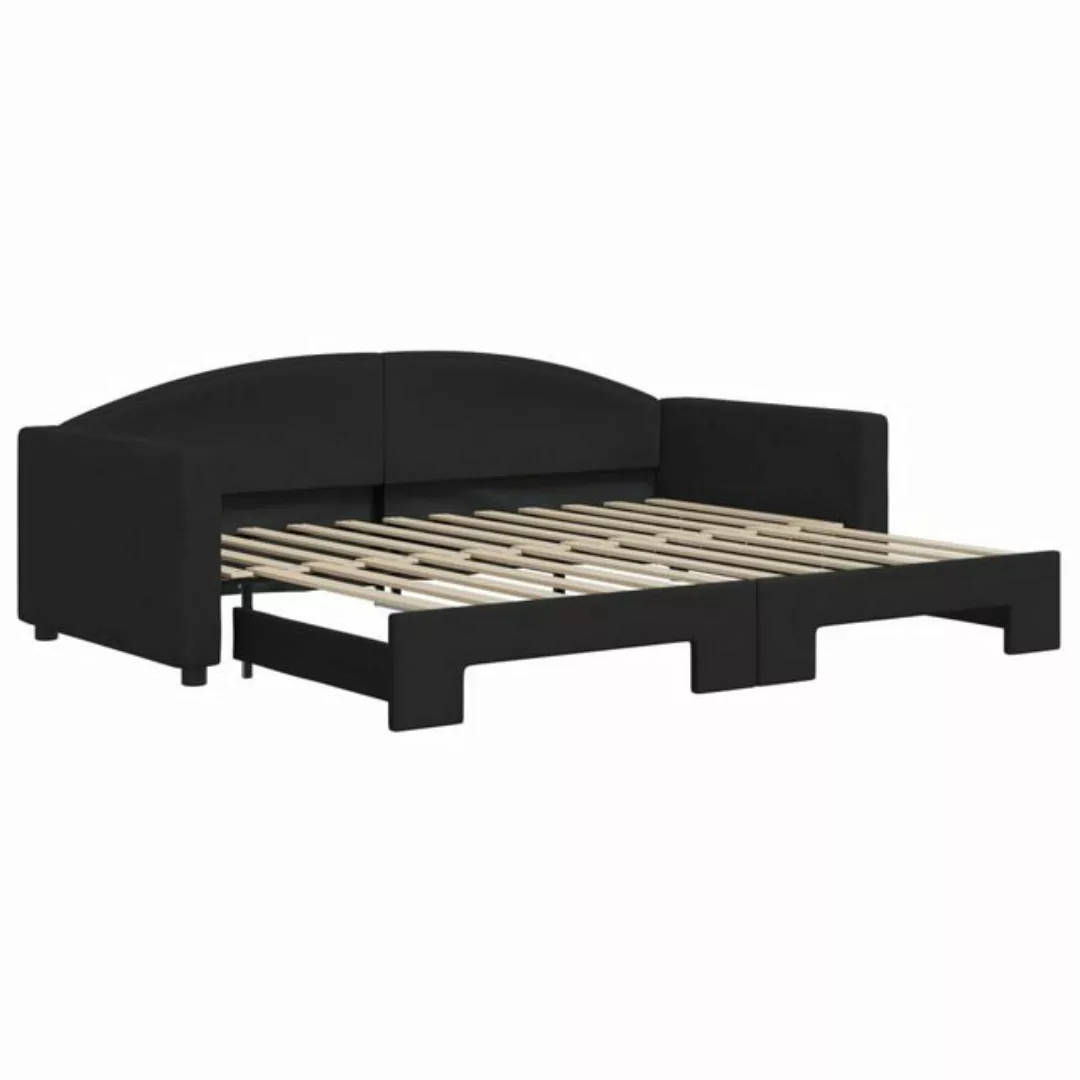 furnicato Bett Tagesbett Ausziehbar Schwarz 90x200 cm Stoff (1-tlg) günstig online kaufen