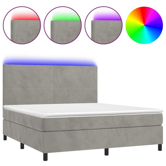 vidaXL Boxspringbett Boxspringbett mit Matratze & LED Samt (180 x 200 cm, H günstig online kaufen