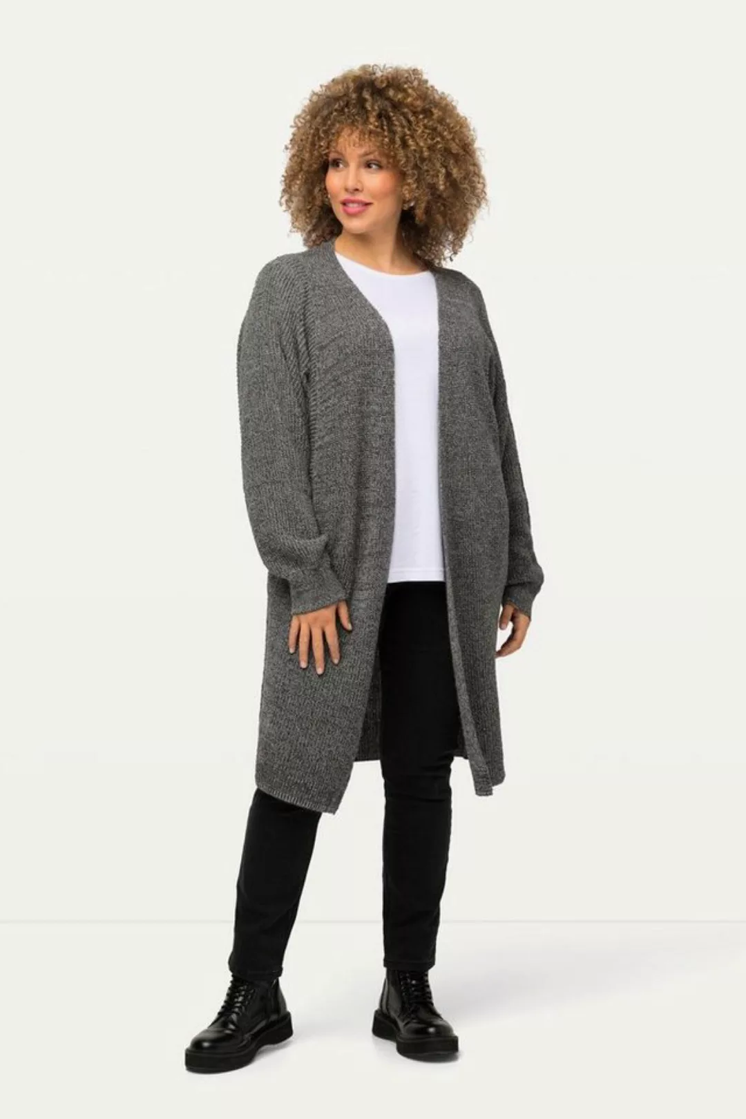 Ulla Popken Strickjacke Long-Strickjacke Eggshape Oversized Fledermausarm günstig online kaufen