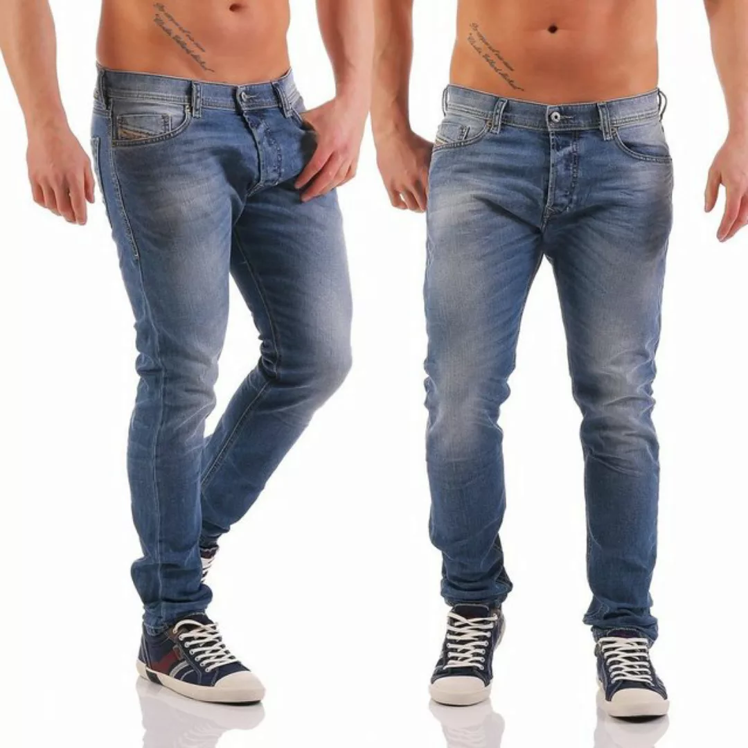 Diesel Stretch-Jeans Herren Tepphar 0842H Blau, Röhrenjeans, 5 Pocket Style günstig online kaufen
