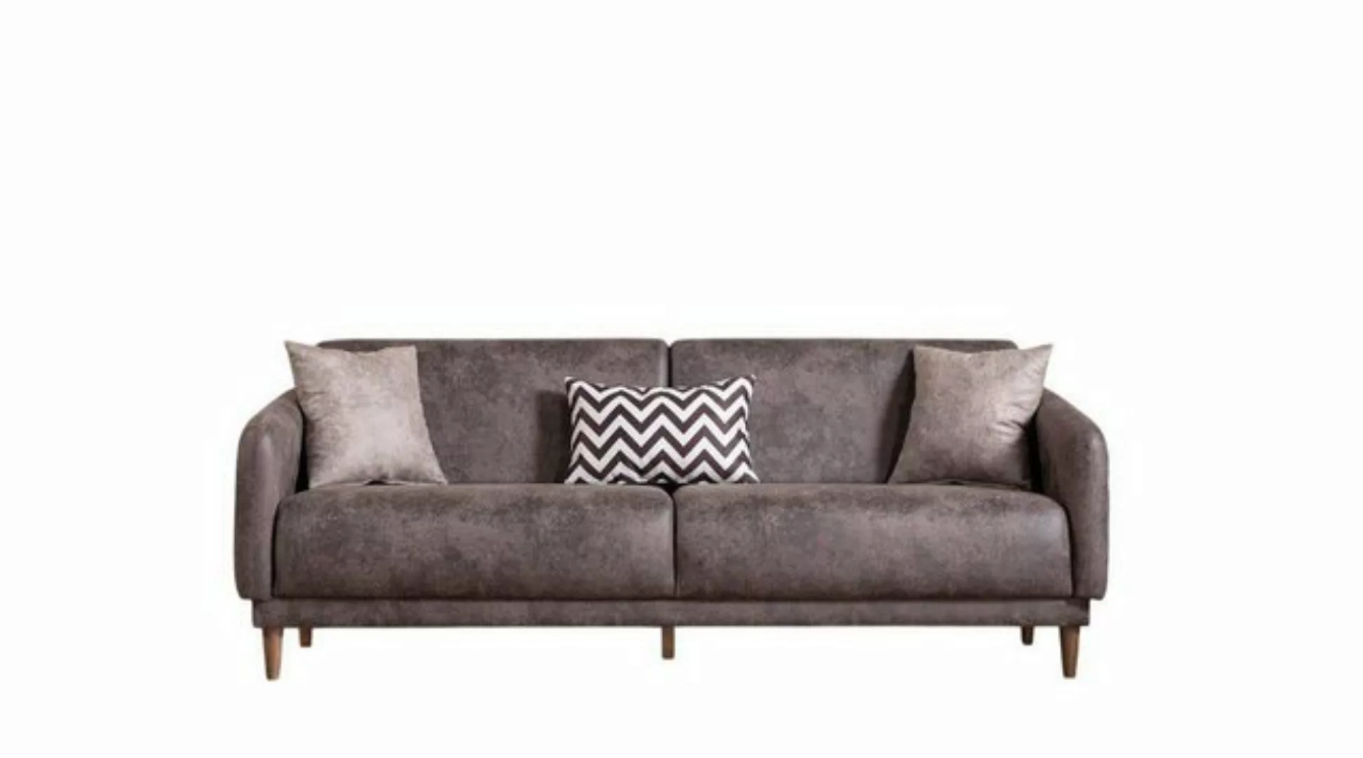 JVmoebel Sofa Grau Textil Dreisitzer Sofa Couch Wohnzimmer Polstermöbel Mod günstig online kaufen