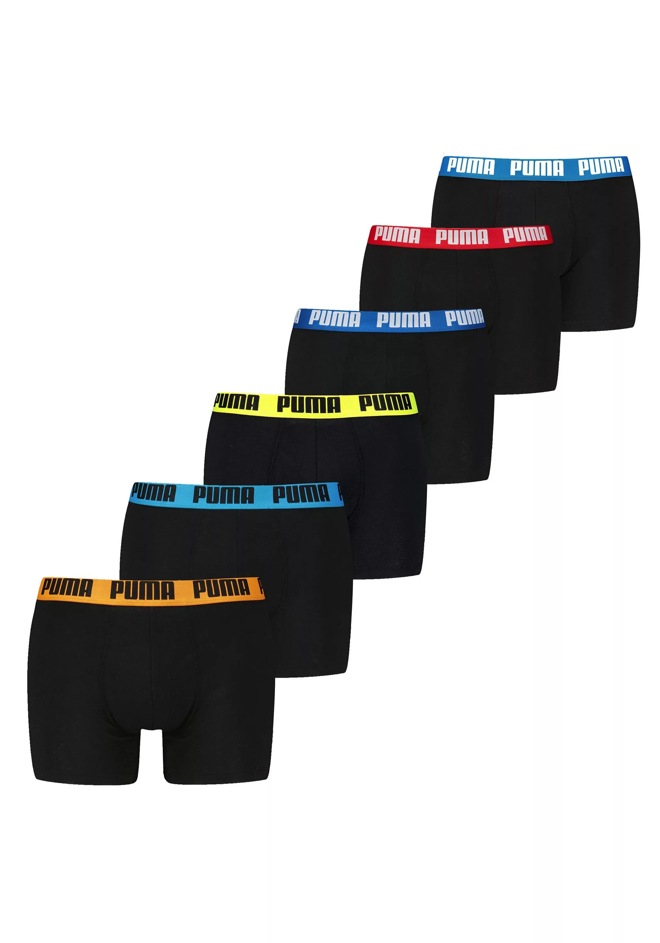 Puma 6-er Set Boxer Briefs Schwarz mit verschiedenfarbigem Webbund günstig online kaufen