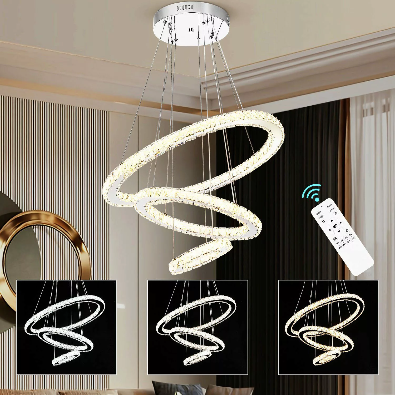 LETGOSPT Deckenleuchte 36W/60W LED Deckenlampe, Kristall günstig online kaufen