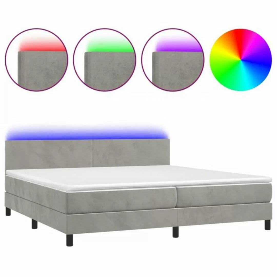 vidaXL Boxspringbett Boxspringbett mit Matratze LED Hellgrau 200x200 cm Sam günstig online kaufen