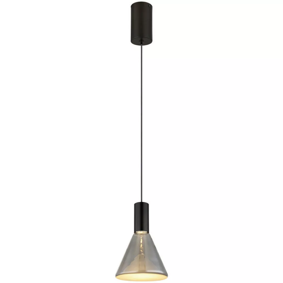 GLOBO LED-Pendelleuchte mattschwarz Rauch Metall Glas H/D: ca. 150x17 cm günstig online kaufen