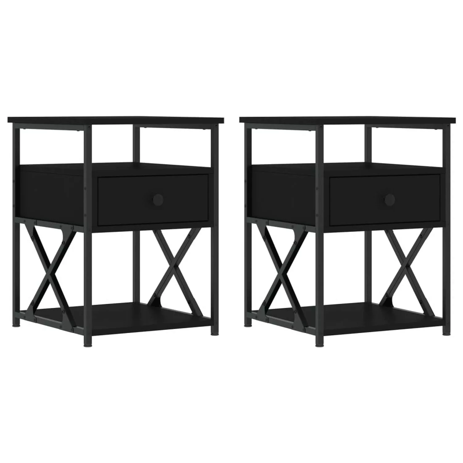 vidaXL Nachttische 2 Stk Schwarz 40x42x55 cm Holzwerkstoff günstig online kaufen