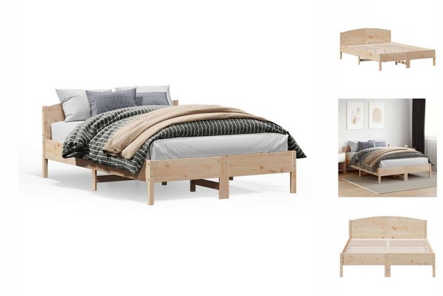 vidaXL Bettgestell Massivholzbett mit Kopfteil 140x200 cm Kiefer Bett Bettg günstig online kaufen