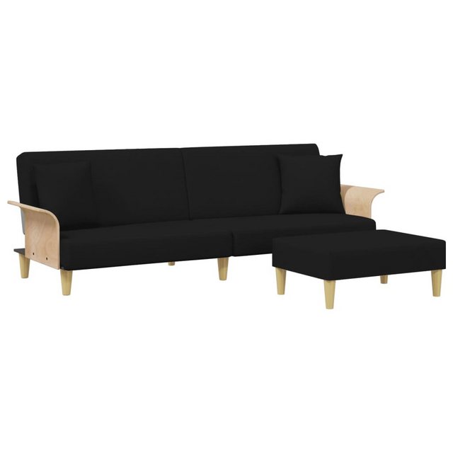 vidaXL Sofa Schlafsofa 2-Sitzer mit Kissen und Fußhocker Schwarz Samt günstig online kaufen