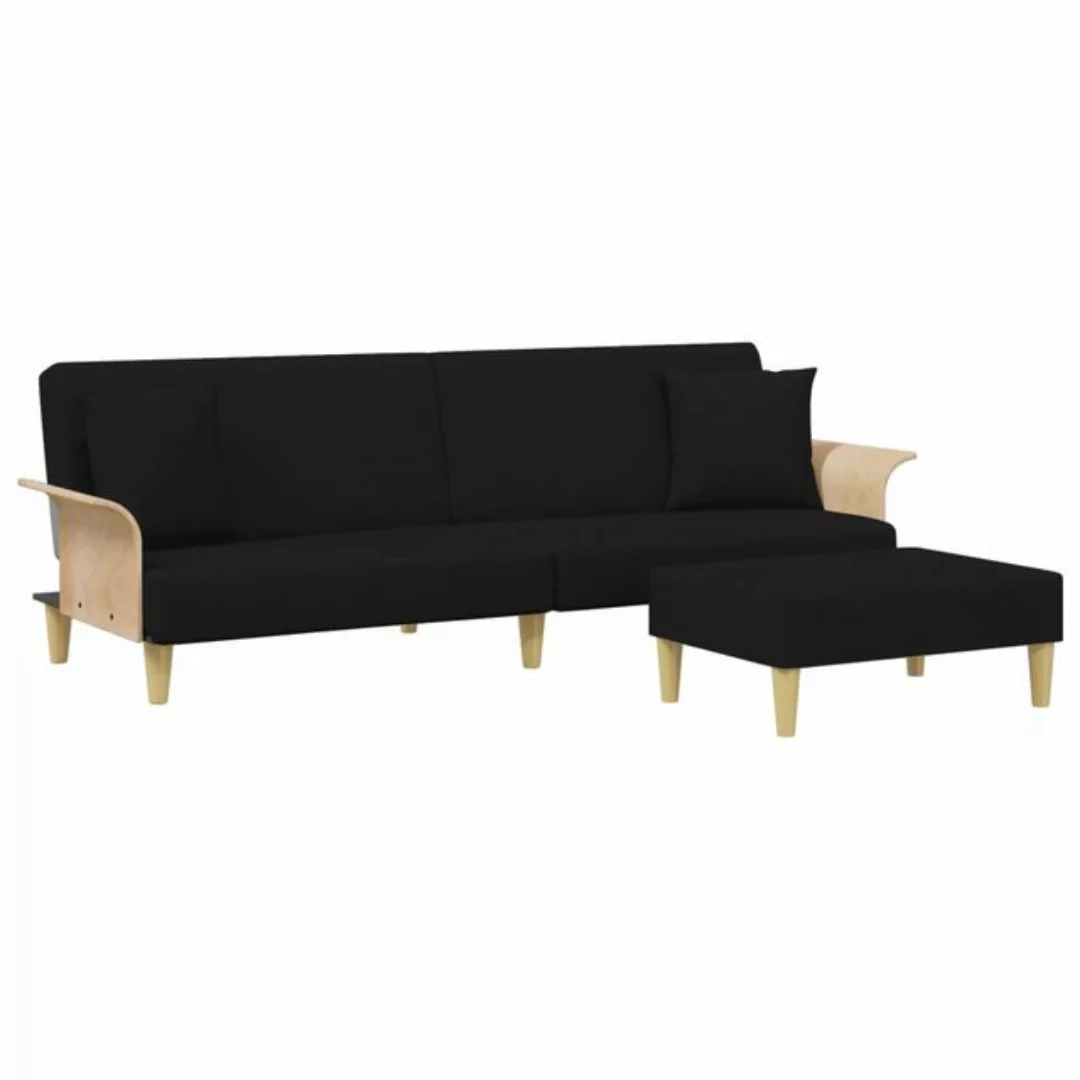 vidaXL Sofa Schlafsofa 2-Sitzer mit Kissen und Fußhocker Schwarz Samt günstig online kaufen