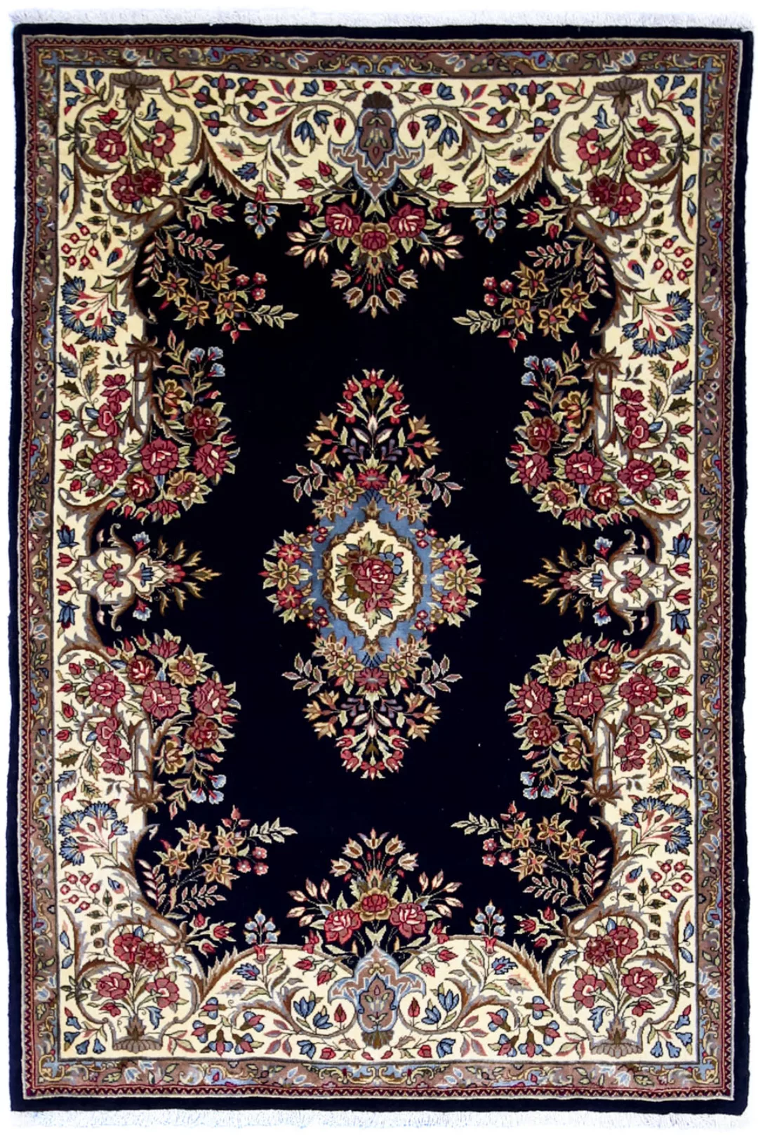 morgenland Wollteppich »Rafsanjan Teppich handgeknüpft dunkelblau«, rechtec günstig online kaufen