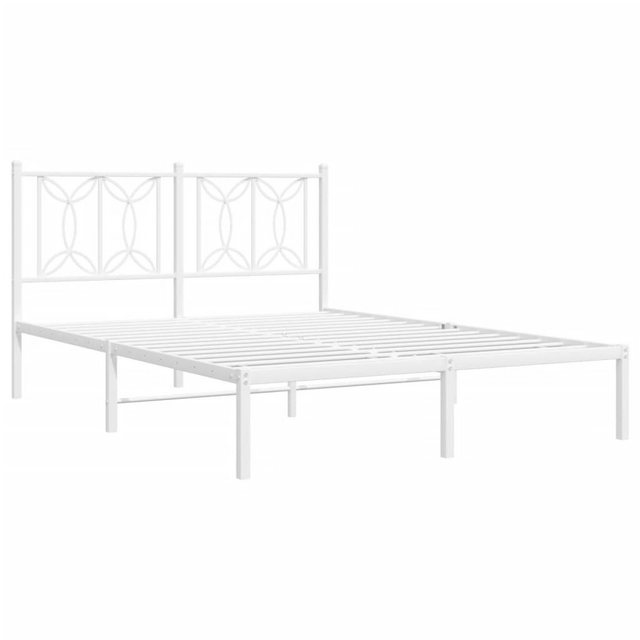 vidaXL Bett Bettgestell mit Kopfteil Metall Weiß 140x190 cm günstig online kaufen