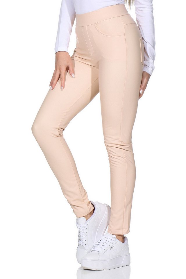 Aurela Damenmode Lederhose Kunstlederleggings für Damen leicht gefütterte L günstig online kaufen