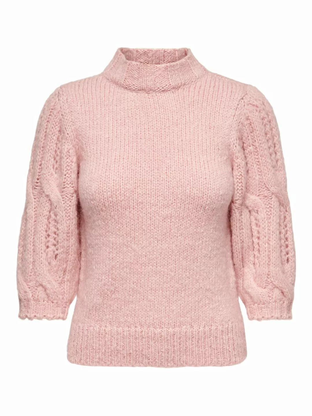 ONLY 3/4-ärmel Hoher Kragen Wolle Pullover Damen Pink günstig online kaufen