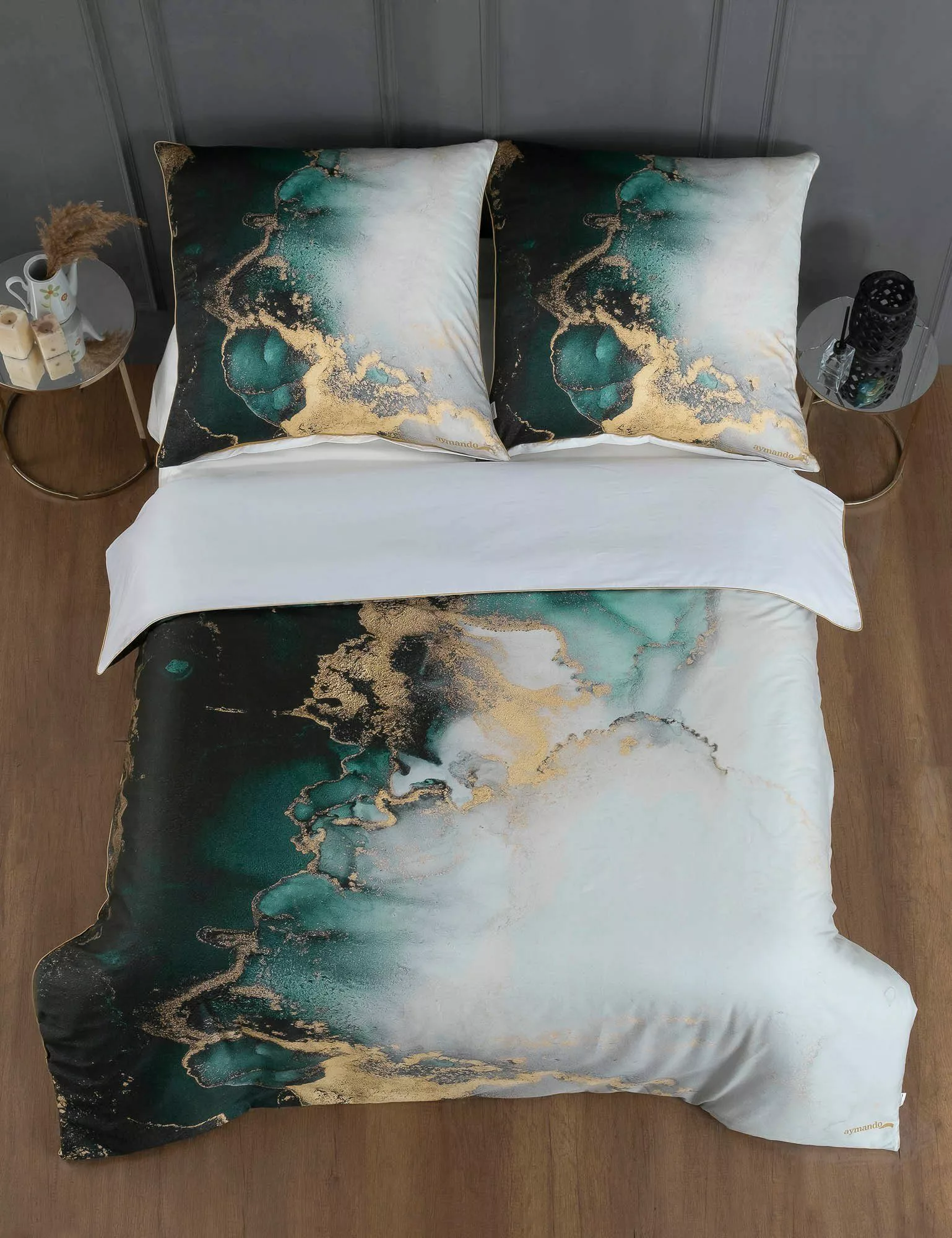 Aymando Bettwäsche Marble Green, 100% Baumwolle günstig online kaufen