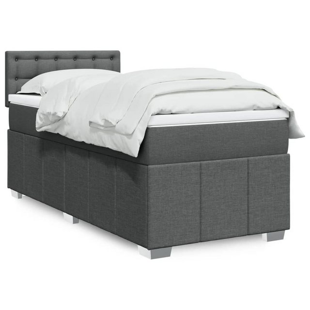 vidaXL Boxspringbett, Boxspringbett mit Matratze Dunkelgrau 100x200 cm Stof günstig online kaufen