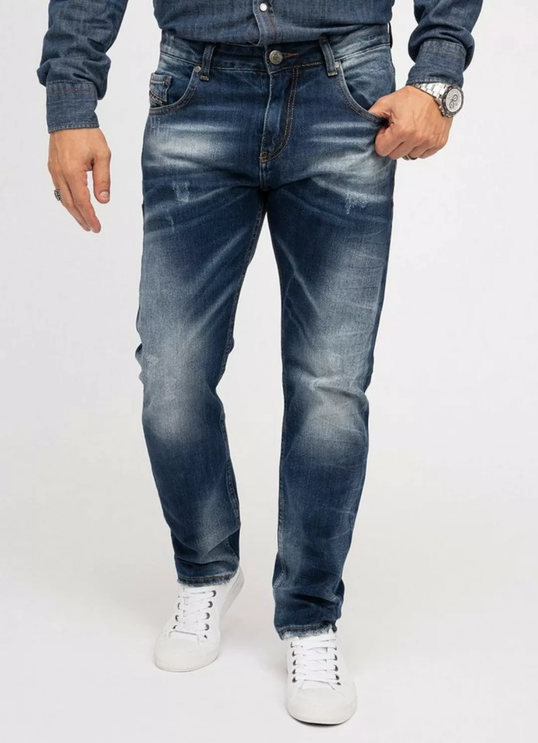 Indumentum Regular-fit-Jeans Herren Jeans Stonewashed Dunkelblau IR-503 günstig online kaufen