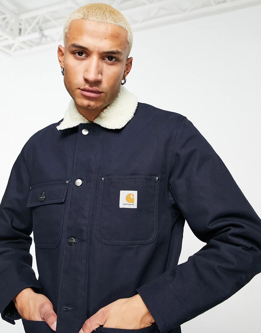 Carhartt WIP – Fairmount – Mantel in Marineblau mit dickem Futter günstig online kaufen