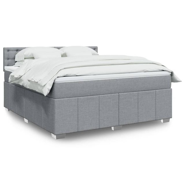 vidaXL Boxspringbett, Boxspringbett mit Matratze Hellgrau 180x200 cm Stoff günstig online kaufen