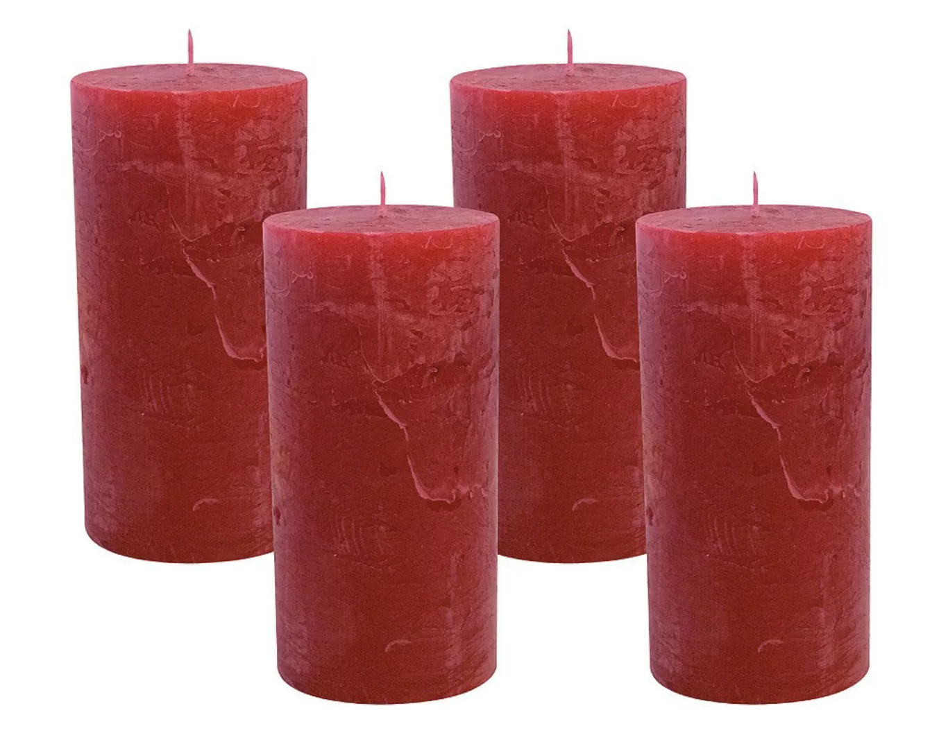 4 Rustic Stumpenkerzen Premium Kerze Rot 6x12cm - 45 Std Brenndauer günstig online kaufen