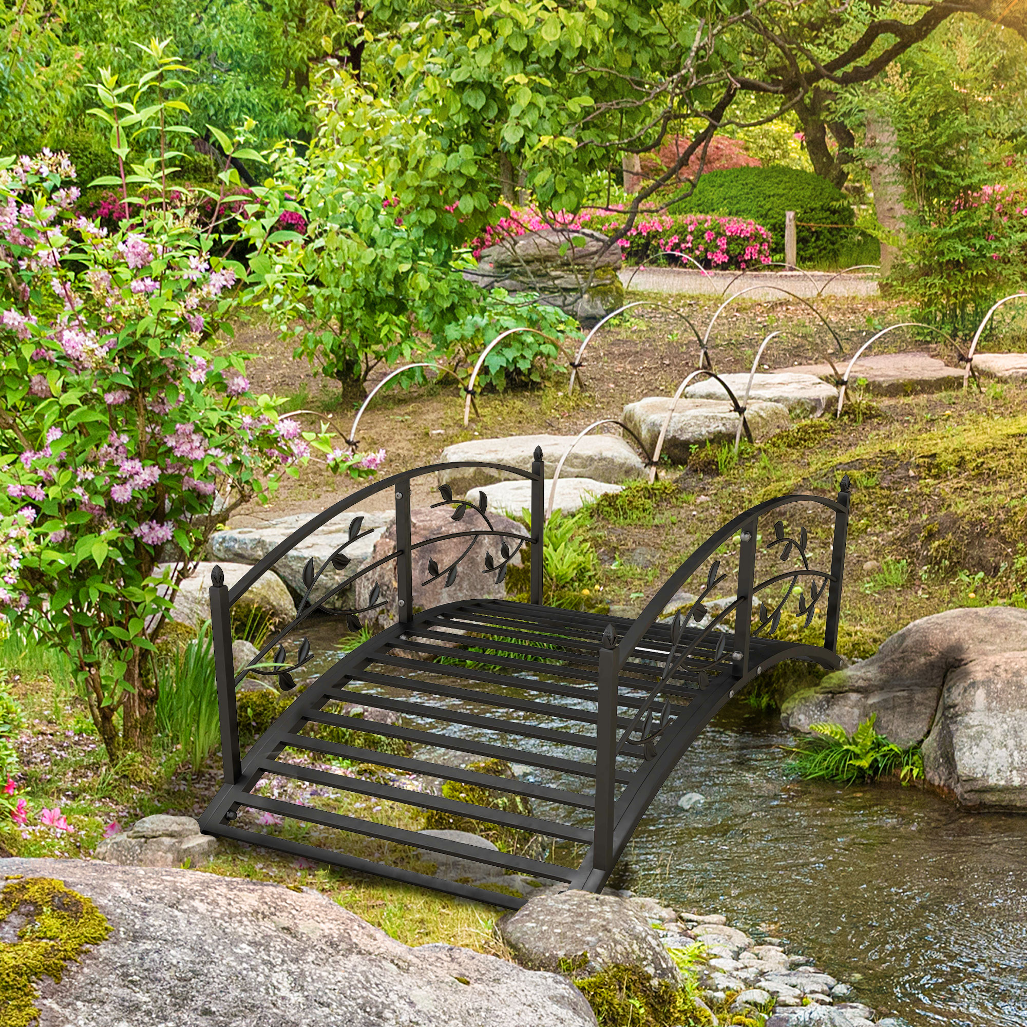Outsunny Gartenbrücke - Teichbrücke - Gartendekoration dim. 119L x 67B x 47 günstig online kaufen