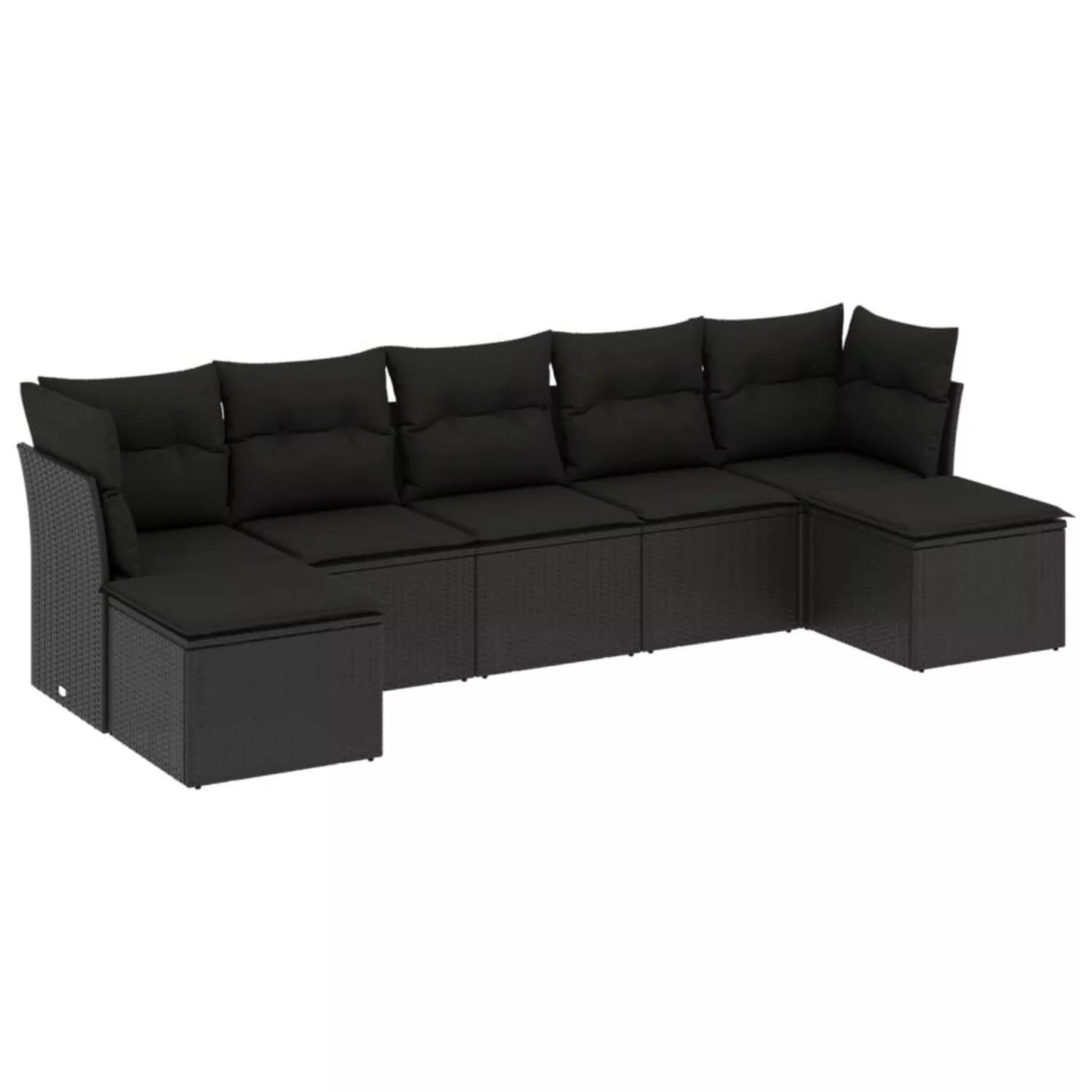 vidaXL 7-tlg Garten-Sofagarnitur mit Kissen Schwarz Poly Rattan Modell 28 günstig online kaufen