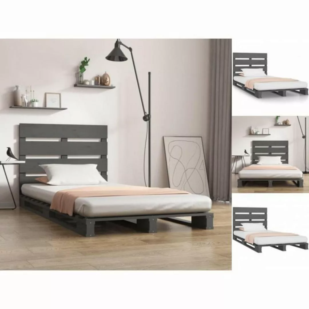 vidaXL Bettgestell Massivholzbett Grau 100x200 cm Kiefer Bett Bettrahmen Be günstig online kaufen