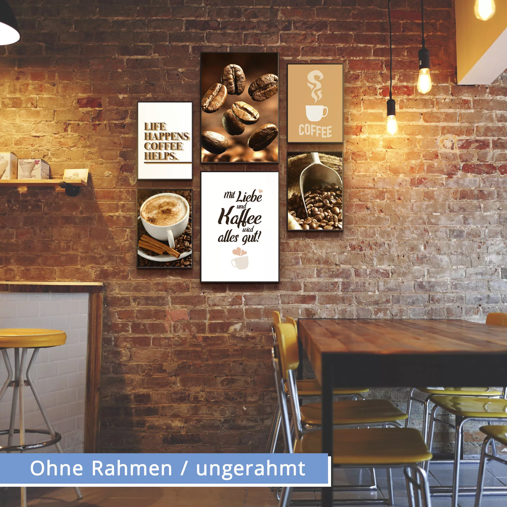 Artland Poster "Kaffee Vielfalt", Kaffee Bilder, (Set, 6 St.), 6er Set, 2xD günstig online kaufen
