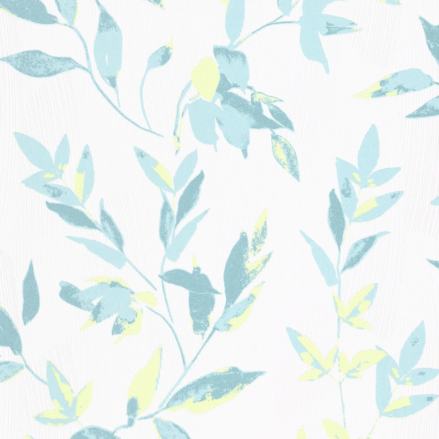 Bricoflor Blätter Tapete in Blau Gelb Grün Vlies Blättertapete im Vintage S günstig online kaufen