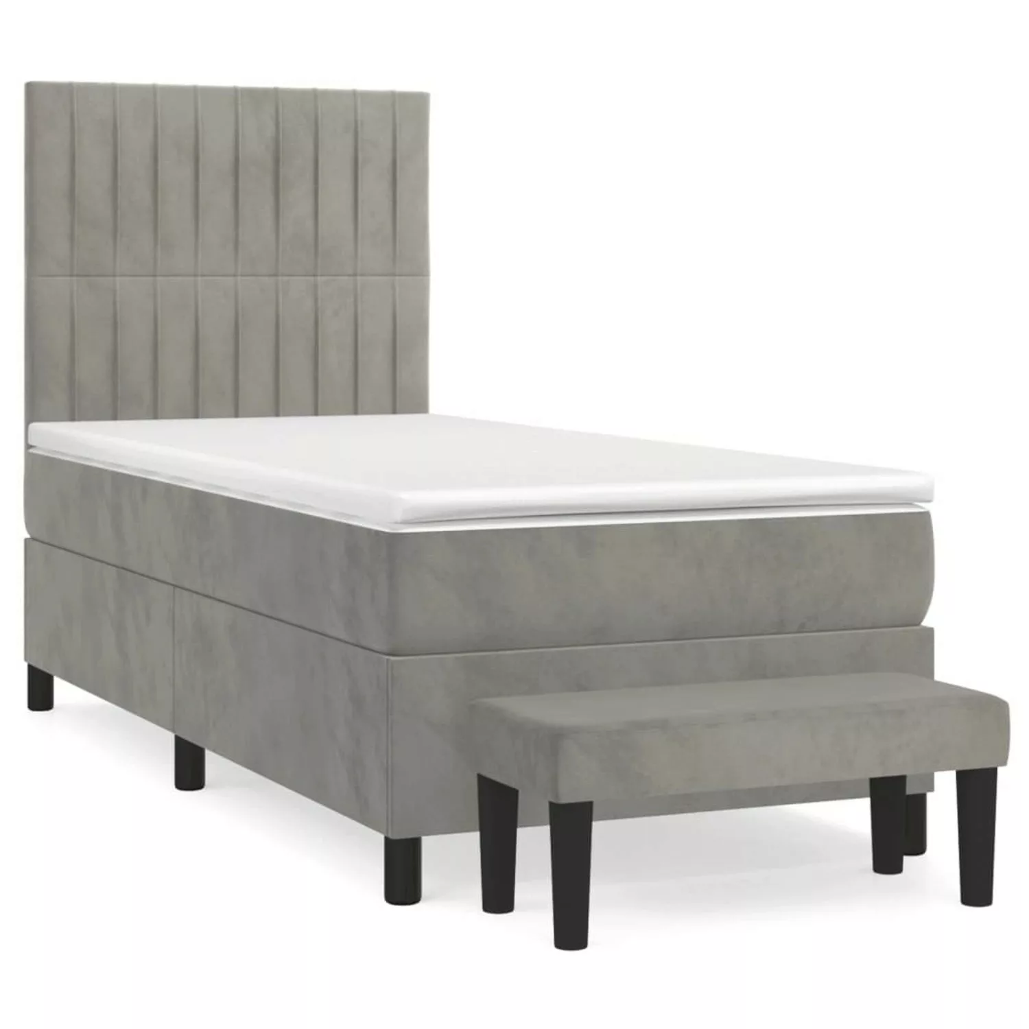 vidaXL Boxspringbett Boxspringbett mit Matratze Hellgrau 90x190 cm Samt Bet günstig online kaufen