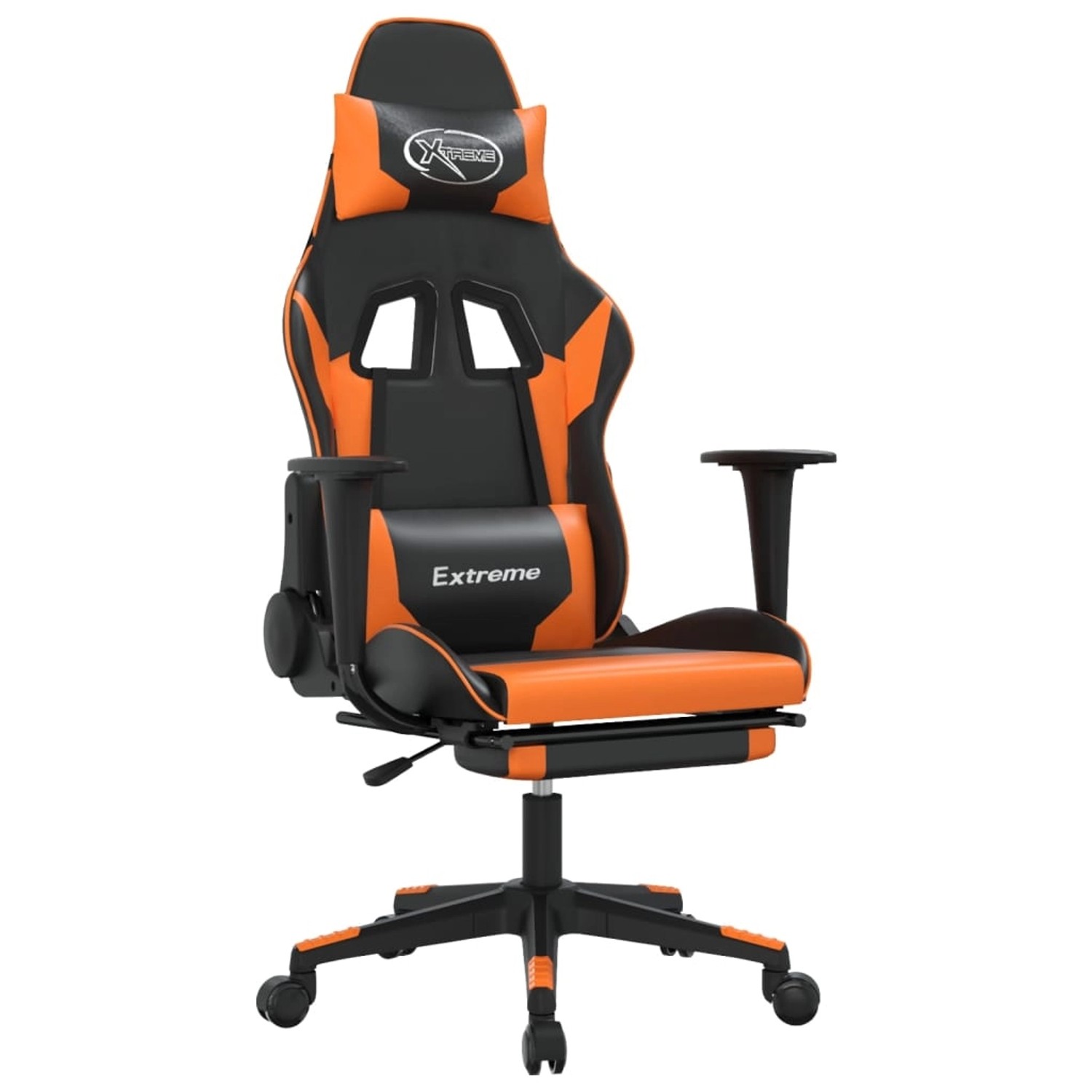 vidaXL Gaming-Stuhl mit Massage & Fußstütze Schwarz Orange Kunstleder Model günstig online kaufen