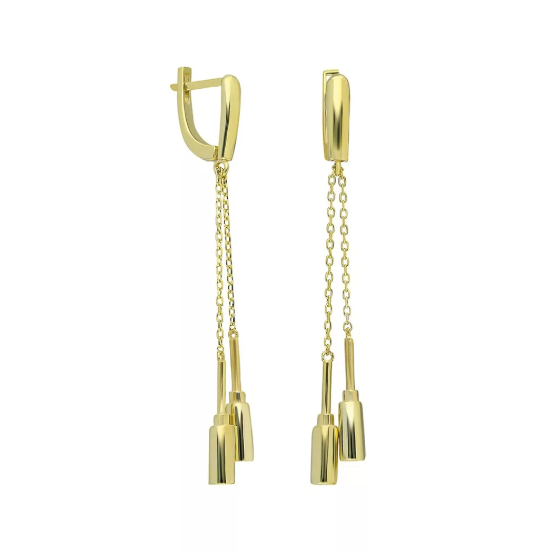 dKeniz Paar Ohrhänger "925/- Sterling Silber vergoldet Glänzend 4,5cm Zirko günstig online kaufen