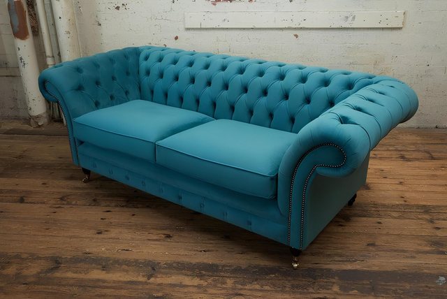 Xlmoebel Sofa Textil Stoff Sofa mit edlem Design von Chesterfield - 3-Sitze günstig online kaufen