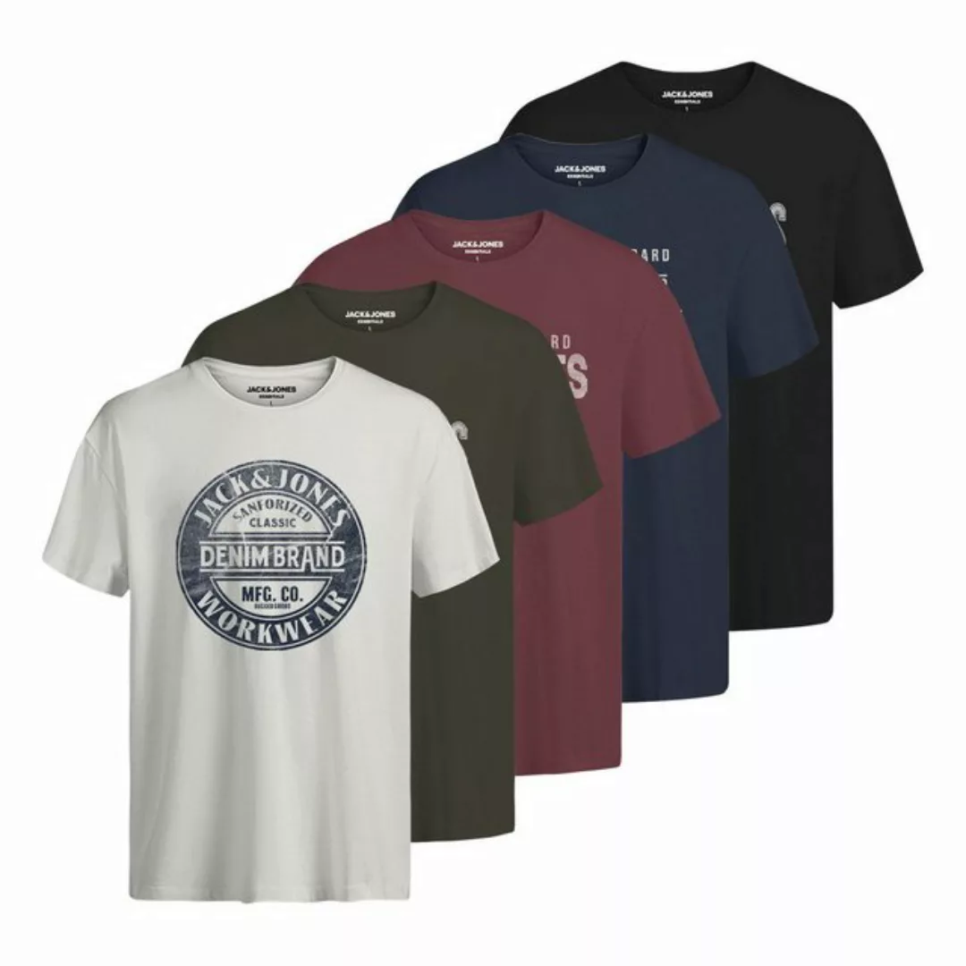 Jack & Jones T-Shirt Herren T-Shirt, 5er Pack - JJJEANS TEE 5PK günstig online kaufen