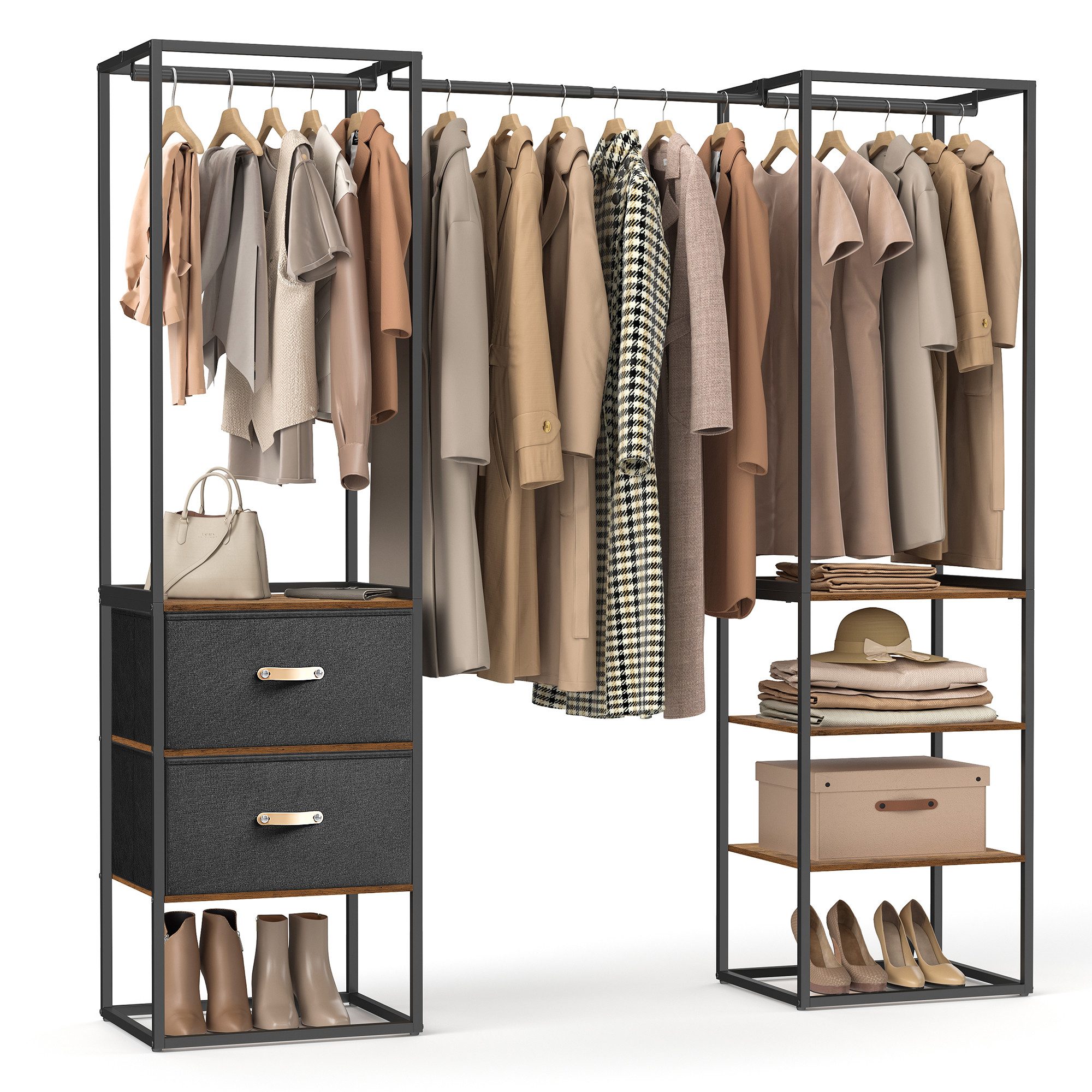 SONGMICS Kleiderschrank Kleiderständer hochbelastbar, 2 Schubladen, günstig online kaufen
