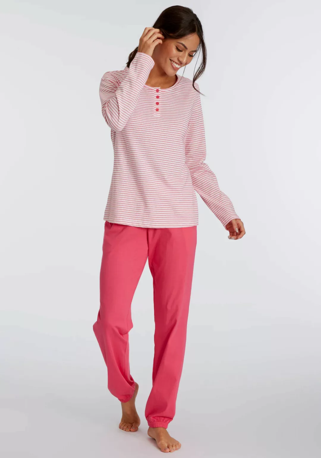 Vivance Dreams Pyjama, (Set, 2 tlg.), mit garngefärbten Streifen günstig online kaufen