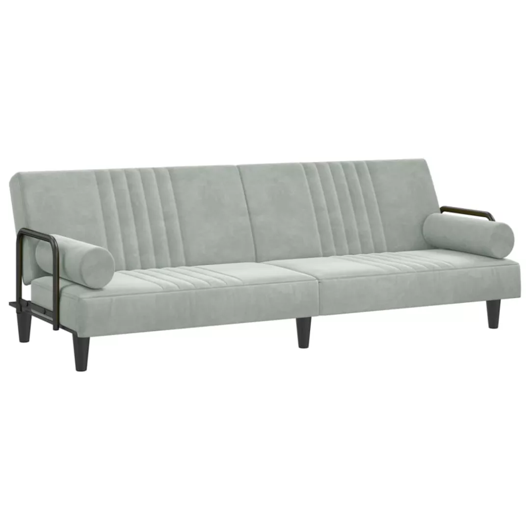 vidaXL Sofa Schlafsofa mit Armlehnen Hellgrau Samt Schlafcouch Sofa Couch G günstig online kaufen