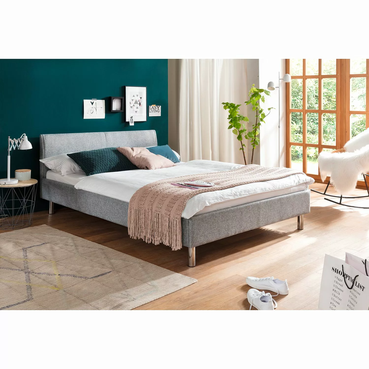 Polsterbett - grau - 146 cm - 76 cm - 205 cm - Betten > Doppelbetten - Möbe günstig online kaufen