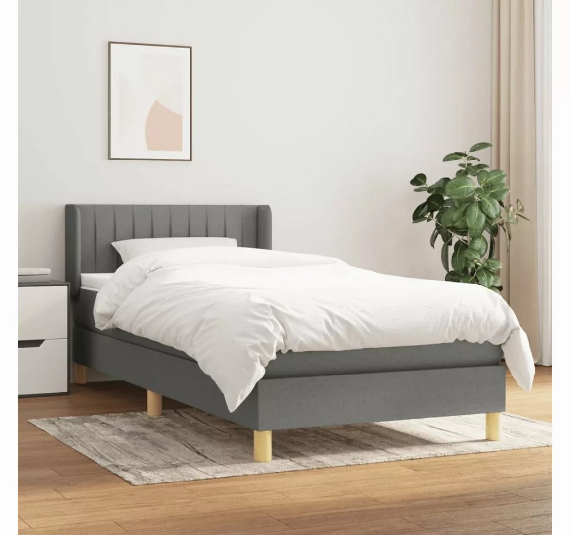 vidaXL Boxspringbett Boxspringbett mit Matratze Taupe 90x200 cm Stoff Bett günstig online kaufen