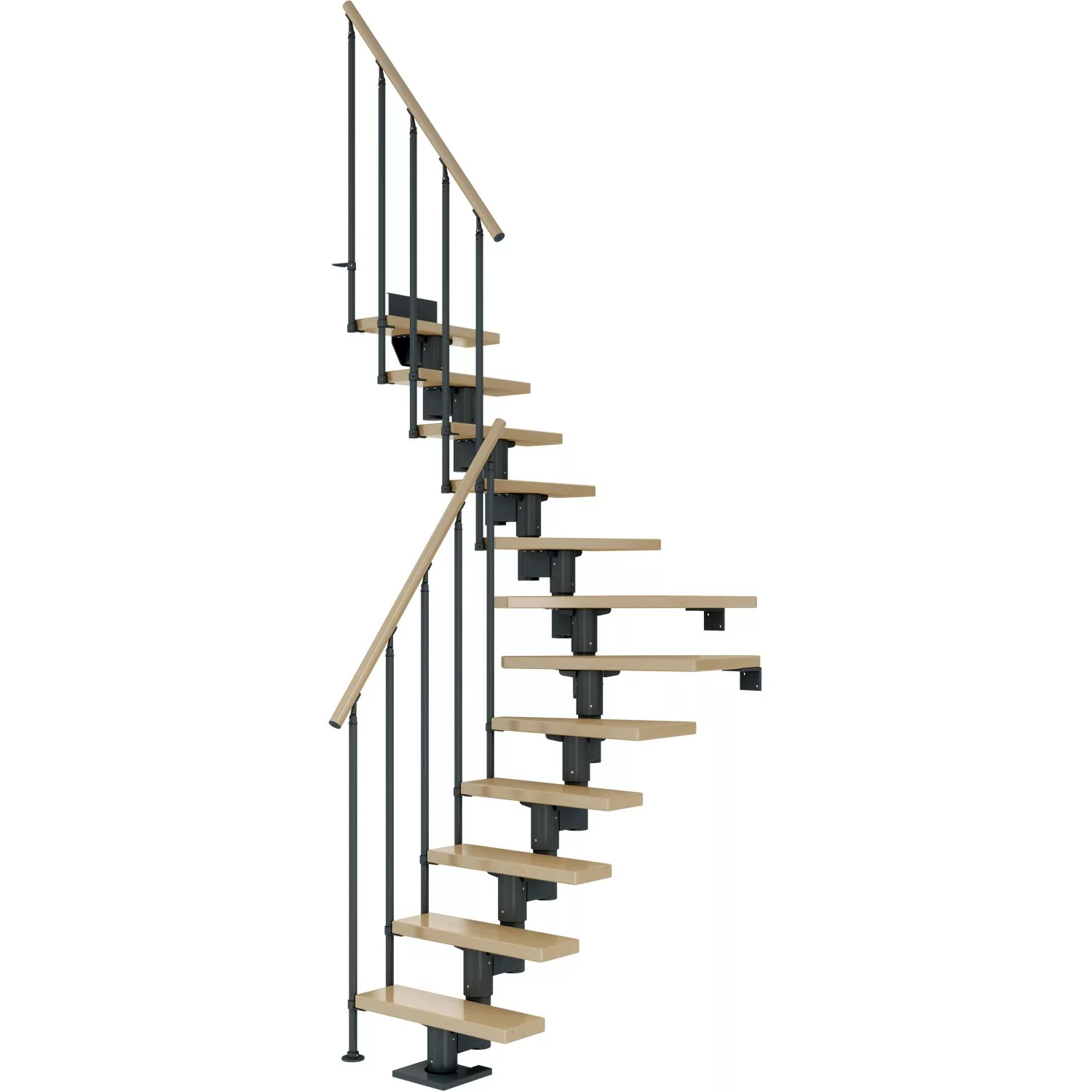 Dolle Mittelholmtreppe Dublin Ahorn Anthrazit GH bis 270 cm 1/4 Gewendelt 6 günstig online kaufen