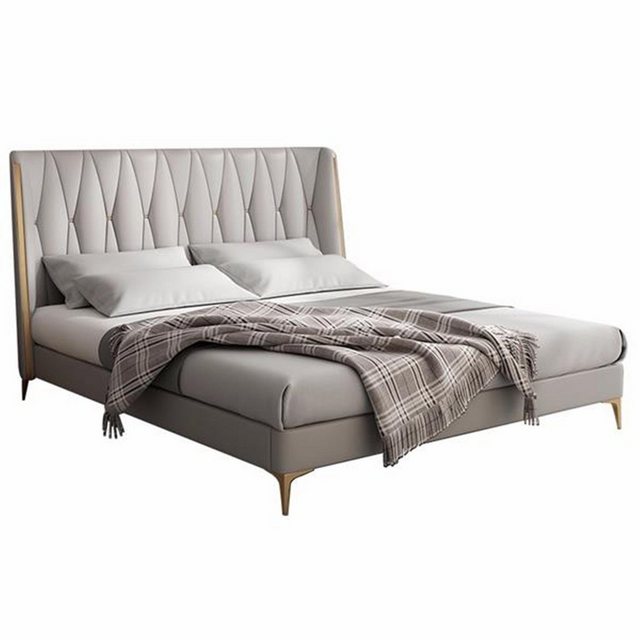 JVmoebel Bett Hotel Luxus Design Betten Polster Metall Leder Schlafzimmer 1 günstig online kaufen