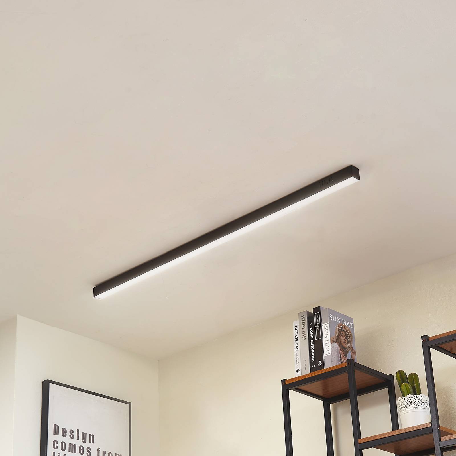 Lucande LED-Deckenleuchte Teniona, 132 cm, schwarz, Alu günstig online kaufen