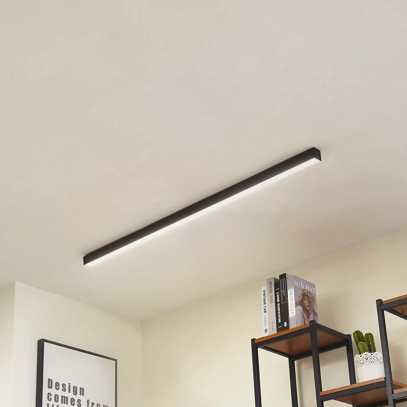 Lucande LED-Deckenleuchte Teniona, 132 cm, schwarz, Alu günstig online kaufen