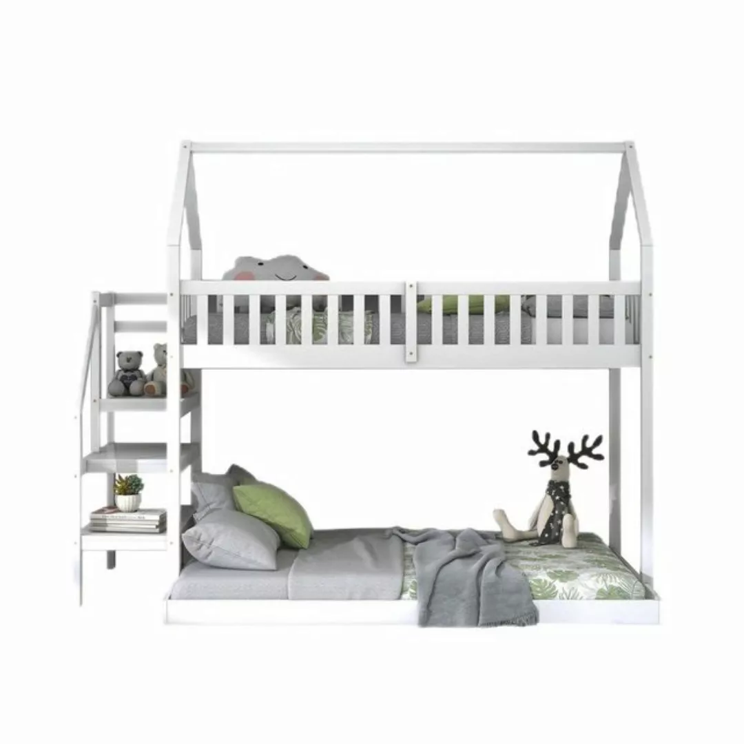 TavilaEcon Etagenbett Hausbett Kinderbett mit Fallschutz und Gitter, 90x200 günstig online kaufen