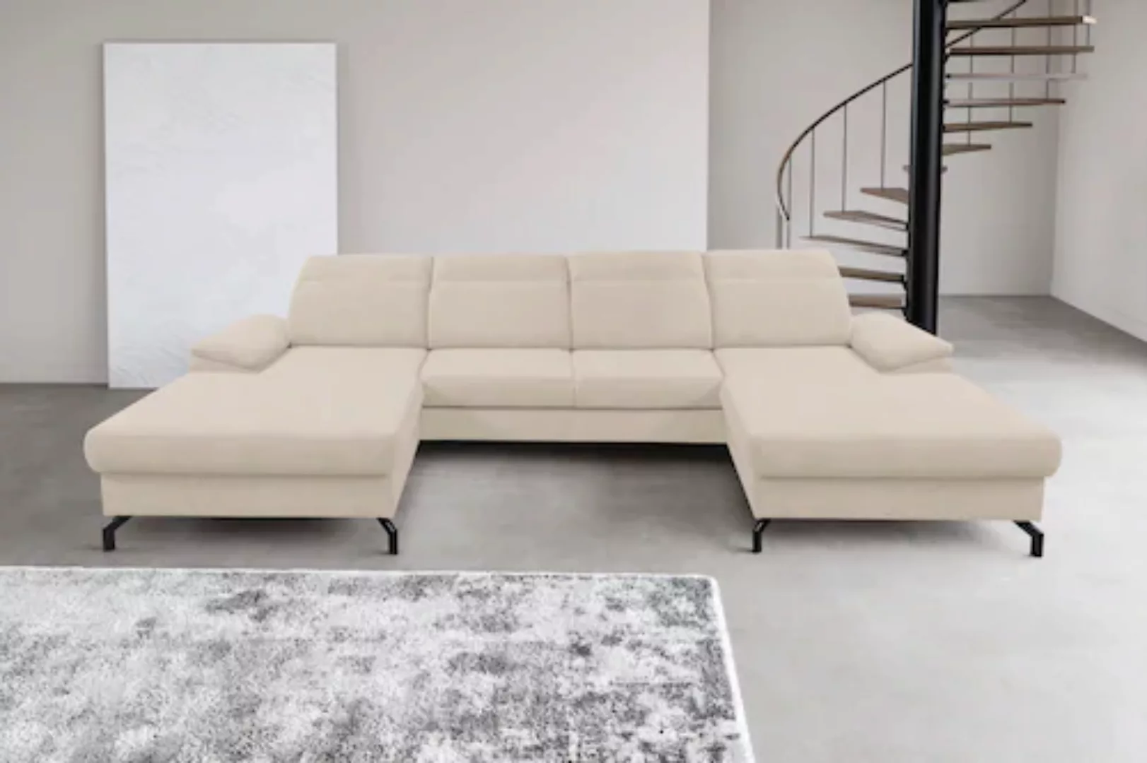 WERK2 Wohnlandschaft »Slavio U-Form«, Modernes U-Sofa mit Schlaffunktion, B günstig online kaufen