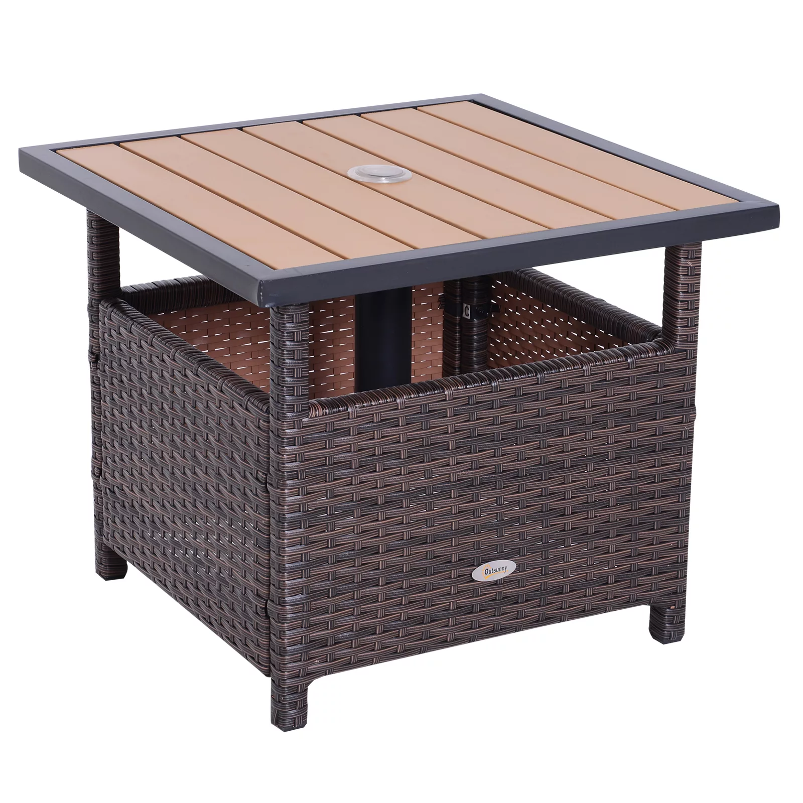 Outsunny Polyrattan Beistelltisch Gartentisch 55,5 x 55,5 x 46 cm, Terrasse günstig online kaufen