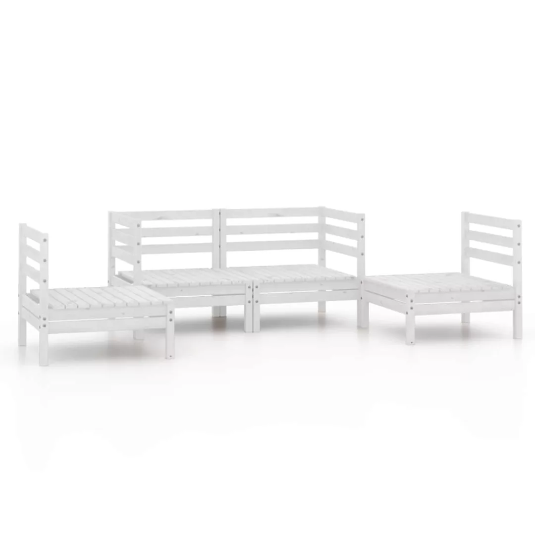 4-tlg. Garten-lounge-set Weiß Kiefer Massivholz günstig online kaufen