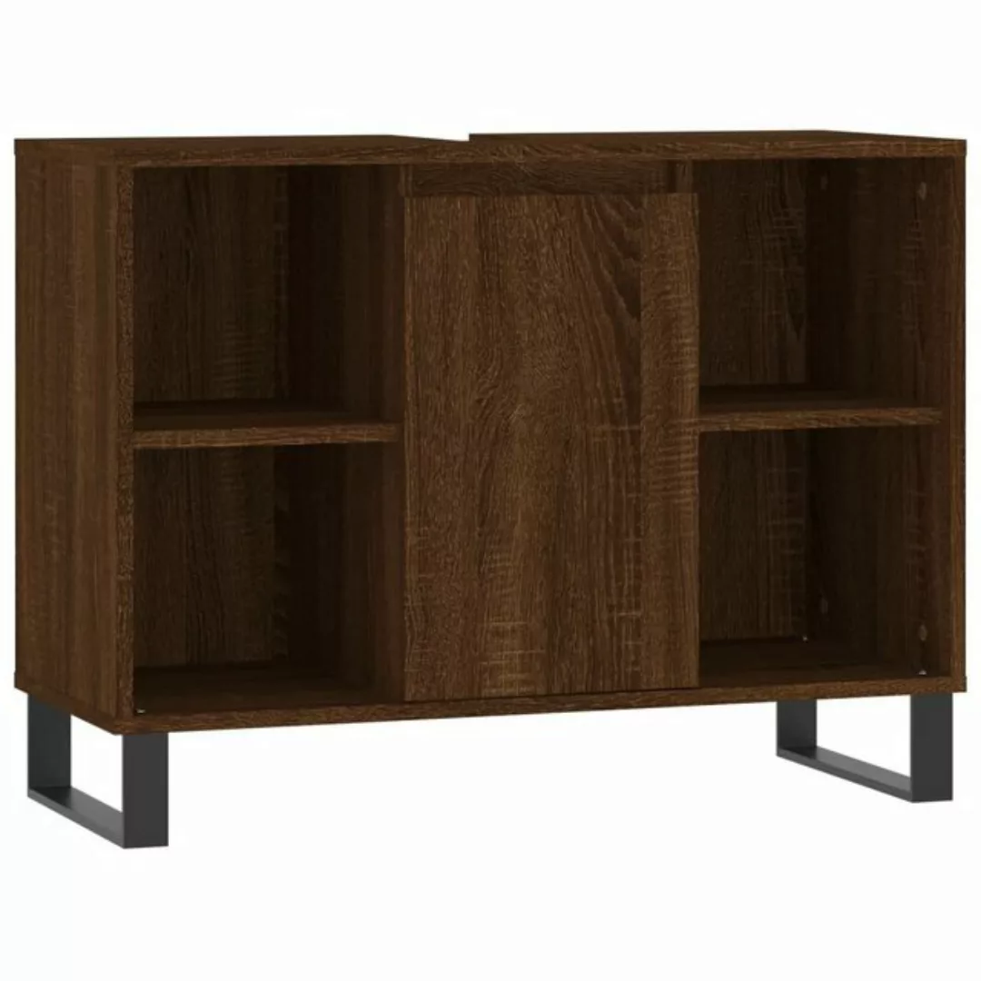 vidaXL Waschbeckenunterschrank Badschrank Braun Eichen-Optik 80x33x60 cm Ho günstig online kaufen