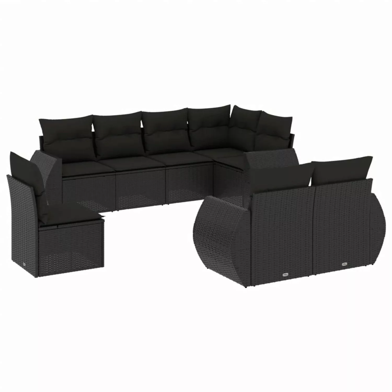 vidaXL 8-tlg Garten-Sofagarnitur mit Kissen Schwarz Poly Rattan Modell 103 günstig online kaufen