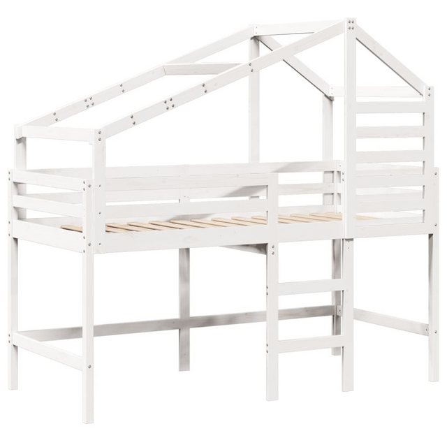 vidaXL Bett Hochbett mit Leiter und Dach Weiß 80x200 cm Massivholz Kiefer günstig online kaufen