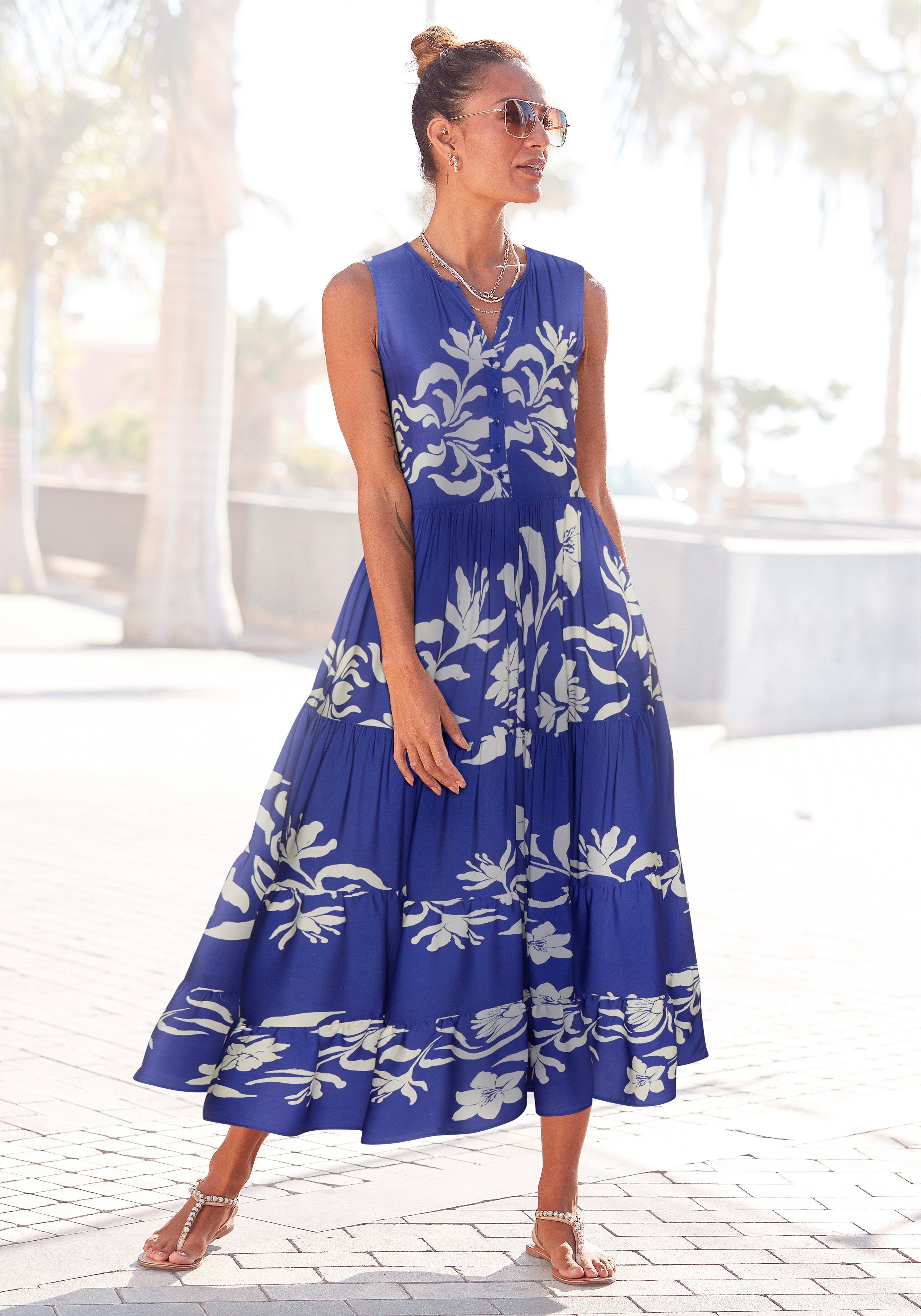 LASCANA Druckkleid, mit Volants günstig online kaufen